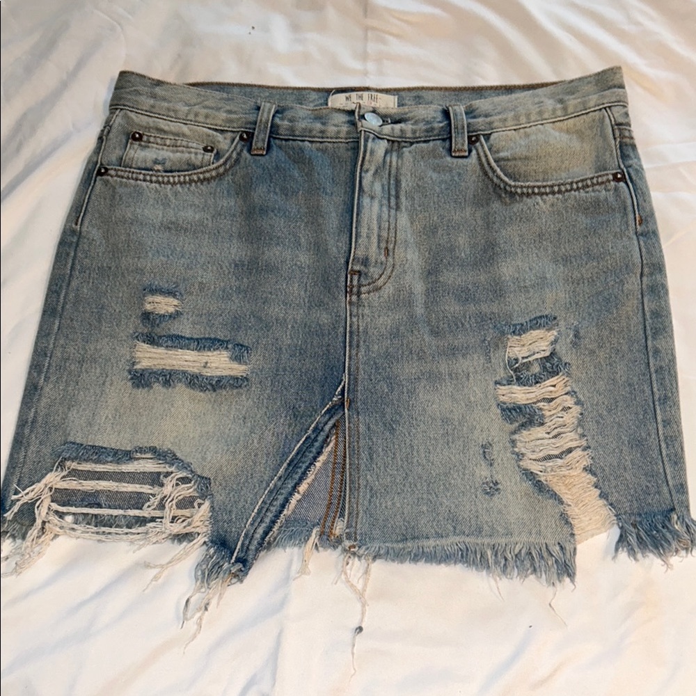 We The Free Distressed Denim Skirt 29
